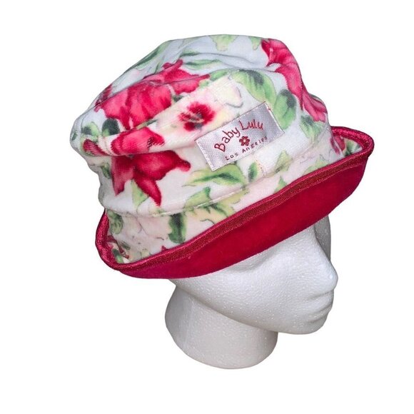 Baby Lulu Los Angeles Baby's Bucket Hat 18-24 Months Velour Floral Magenta NWT - Picture 2 of 4